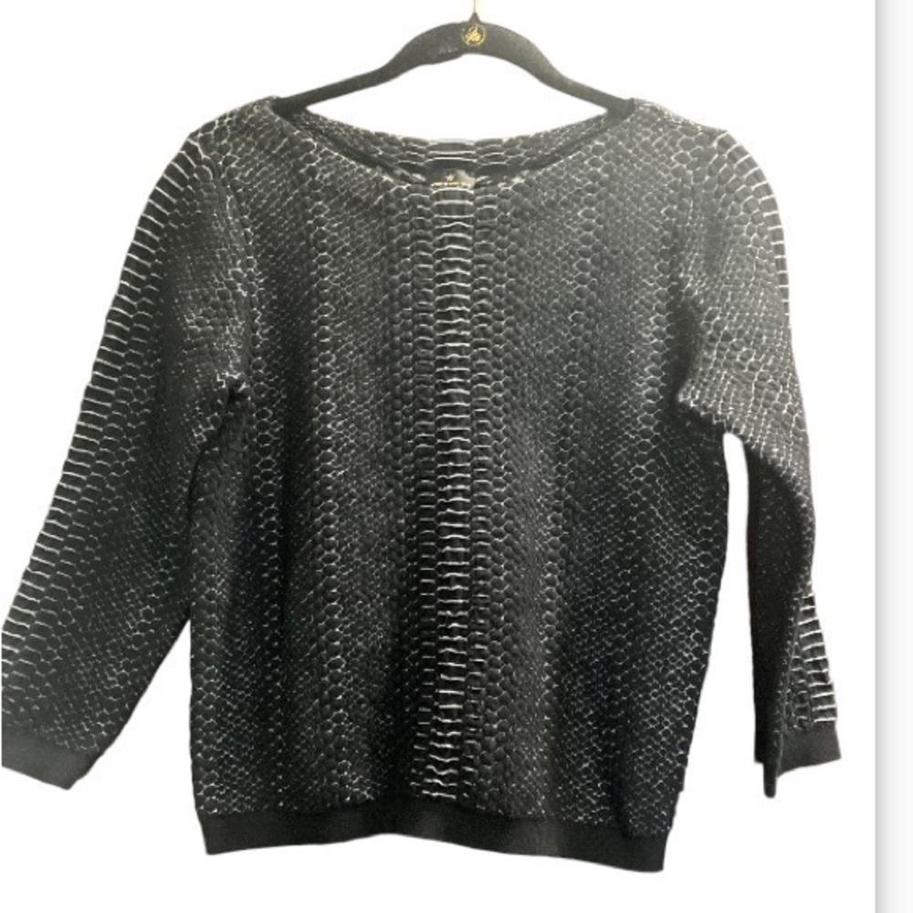 Boho Worthington Sweater Black White Size Large stretch